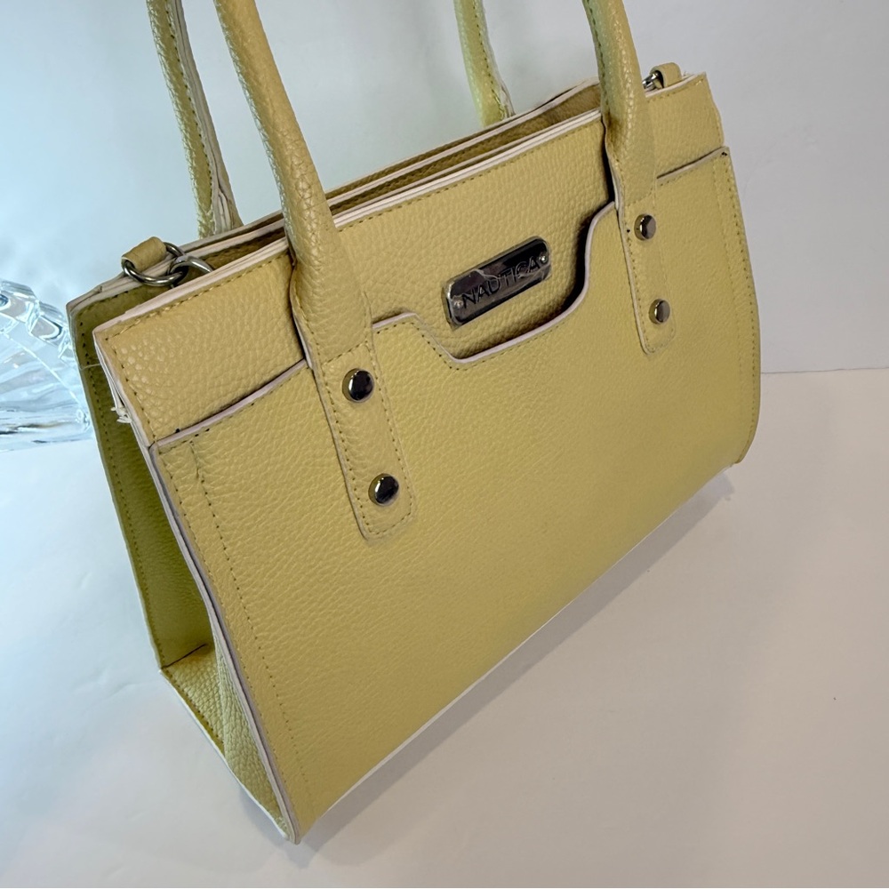 Nautica Lemon Zest Pebbled Satchel – Chic & Compact Preloved Charm 💛